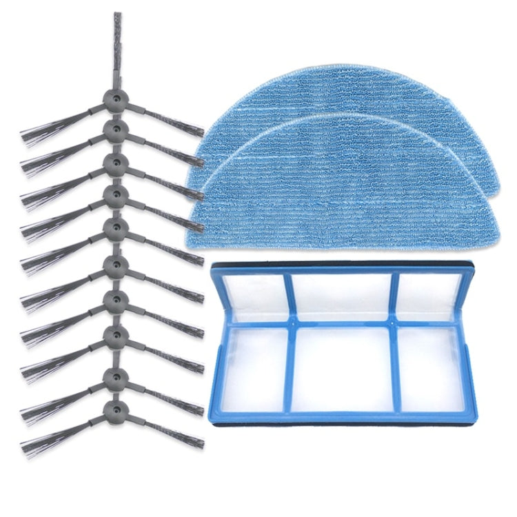XI247 5 Pairs K614 Side Brushes + 2 PCS I201 Rags + I204V Filter Cotton Filter Set for ILIFE V3S Pro / V3S V5S Pro / V50 / V5S, XI247 XI247