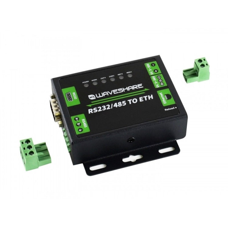 Waveshare Industrial RS232/RS485 to Ethernet Converter, US Plug, RS232/RS485