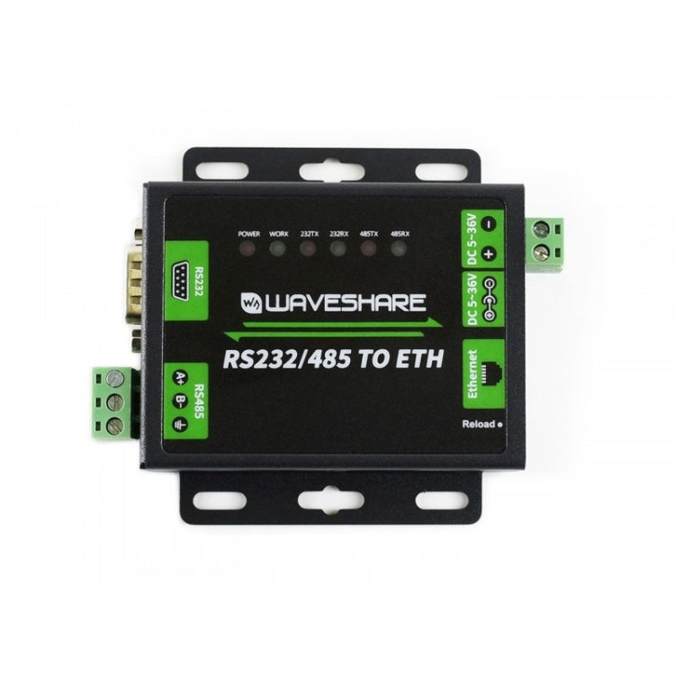 Waveshare Industrial RS232/RS485 to Ethernet Converter, US Plug, RS232/RS485