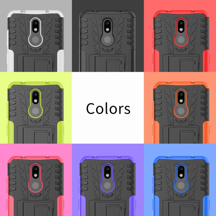 Tire Texture TPU+PC Shockproof Case for Nokia 3.2, with Holder – Shockproof, TPU, For Nokia 3.2