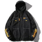 Hooded Casual Letter Print Tooling Denim Jacket for Men, M, L, XL, XXL, XXXL, XXXXL M Black
