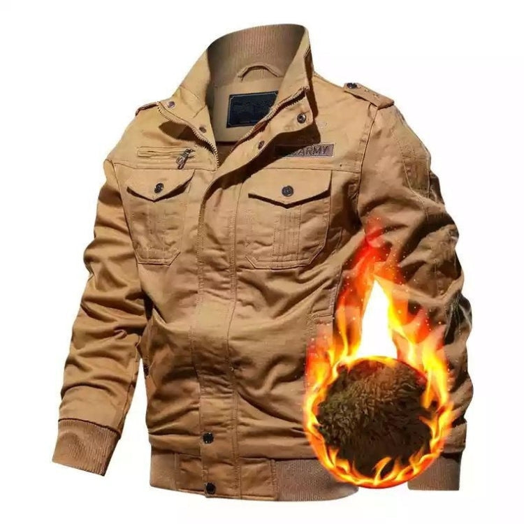 Men Casual Slim Plus Velvet Jacket (Color:Black Size:XXXXL), M, L, XL, XXL, XXXL, XXXXL, 5XL, 6XL M Khaki