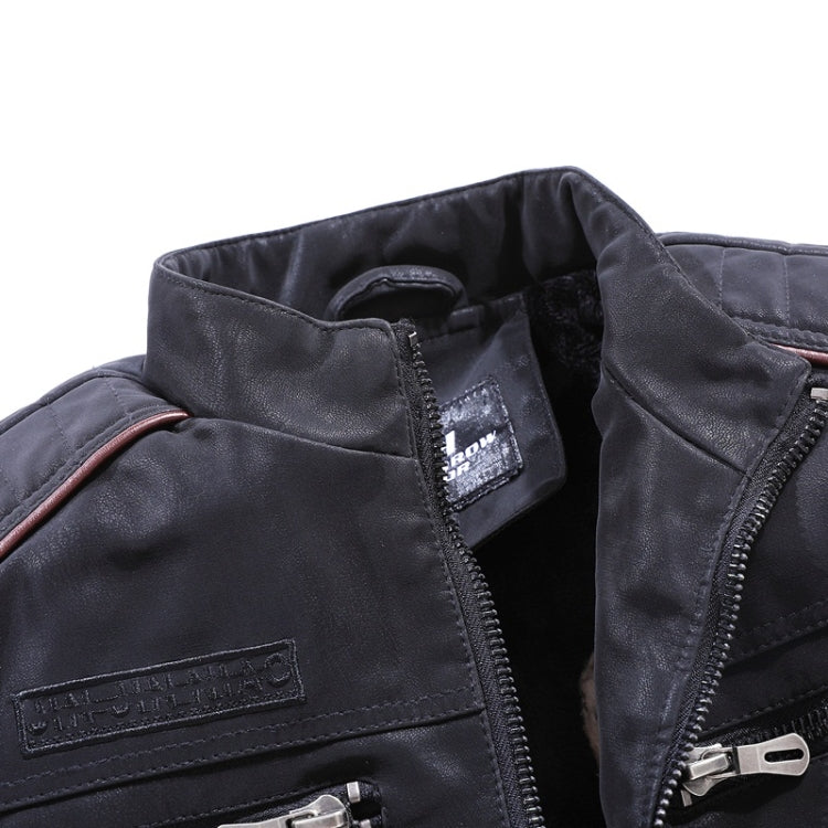 Men Casual Leather Jacket Coat(Color:Coffee Size:XXXL), M, L, XL, XXL, XXXL