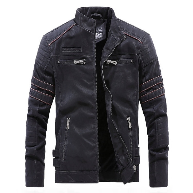 Men Casual Leather Jacket Coat(Color:Coffee Size:XXXL), M, L, XL, XXL, XXXL M Black