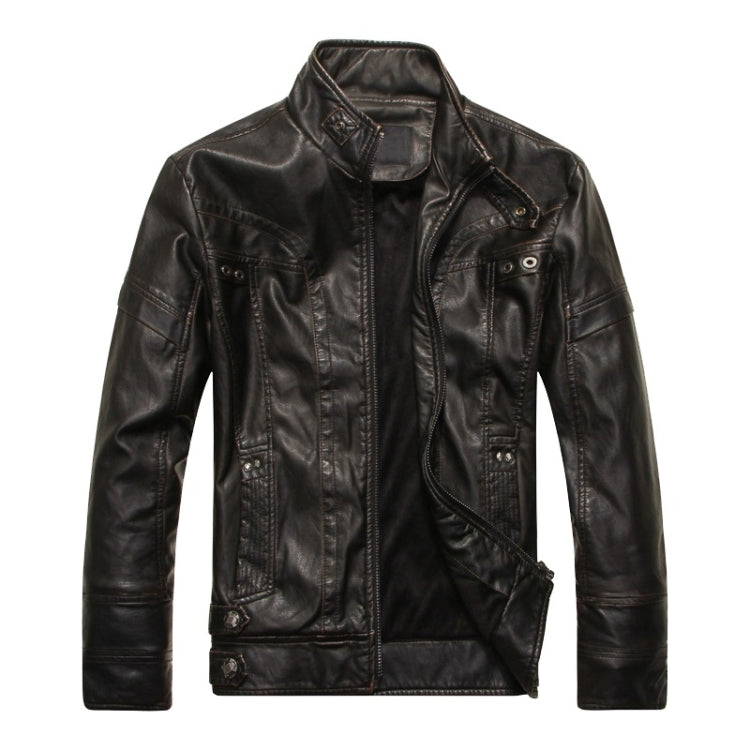 Men Plus Velvet Fashion Leather Jacket Motorcycle Coat, M, L, XL, XXL, XXXL, 4XL, 5XL M Black