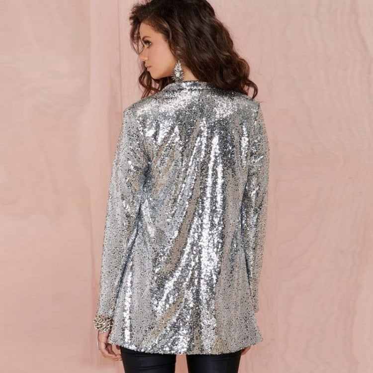 Women Sequined Suit Jacket Without Buckle Stage Clothing(Color:Black Size:XXL), S, M, L, XL, XXL – Durable Build, Easy to Use