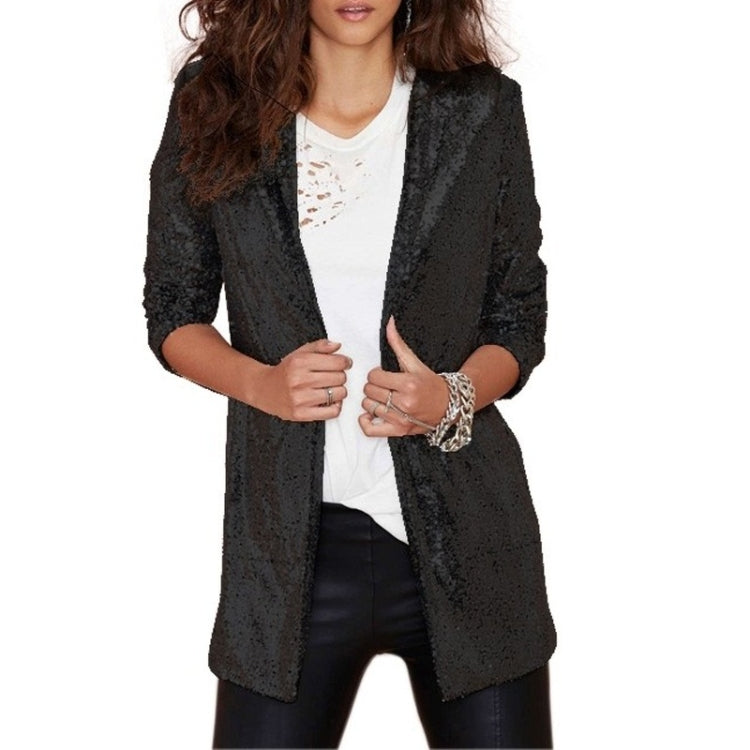 Women Sequined Suit Jacket Without Buckle Stage Clothing(Color:Black Size:XXL), S, M, L, XL, XXL – Durable Build, Easy to Use M Black