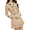 Mid-length Slim Casual Lace-up Trench Windbeaker (Color:Black Size:XL), S, M, L, XL, XXL S Khaki
