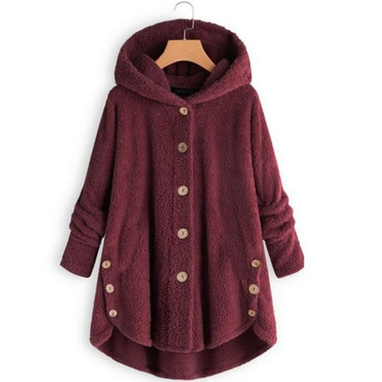 Button Plush Irregular Solid Color Coat (Color:Sky Blue Size:XXXXXL) Default Title