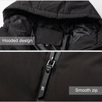 Men and Women Intelligent Constant Temperature USB Heating Hooded Cotton Clothing Warm Jacket, 7XL