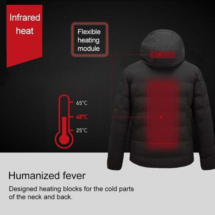 Men and Women Intelligent Constant Temperature USB Heating Hooded Cotton Clothing Warm Jacket, 7XL
