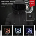 Men and Women Intelligent Constant Temperature USB Heating Hooded Cotton Clothing Warm Jacket, 7XL