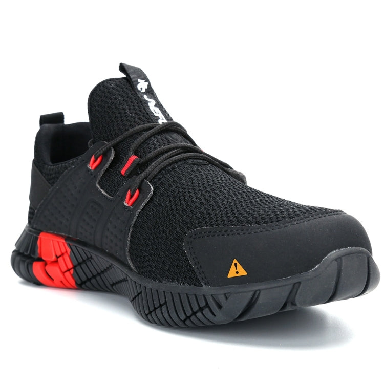 Jiefu Anti Smash And Stab Resistant Lightweight Breathable Anti Odor Flying Fabric Safety Shoes (Color:Black Size:45), 36, 37, 38, 39, 40, 41, 42, 43, 44, 45, 46, 47, 48