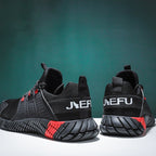 Jiefu Anti Smash And Stab Resistant Lightweight Breathable Anti Odor Flying Fabric Safety Shoes (Color:Black Size:45), 36, 37, 38, 39, 40, 41, 42, 43, 44, 45, 46, 47, 48