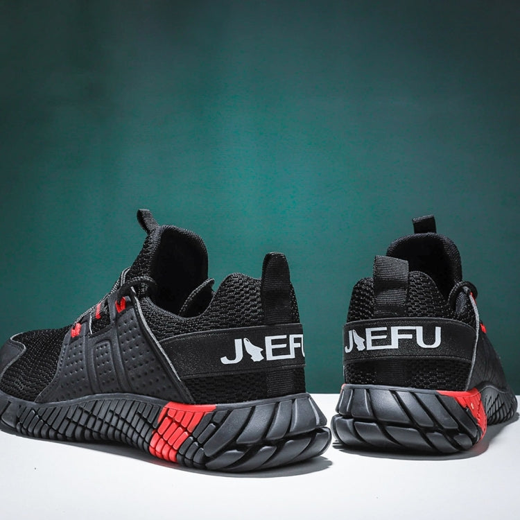 Jiefu Anti Smash And Stab Resistant Lightweight Breathable Anti Odor Flying Fabric Safety Shoes (Color:Black Size:45), 36, 37, 38, 39, 40, 41, 42, 43, 44, 45, 46, 47, 48