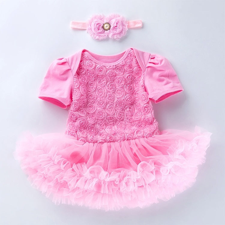 Compound Rose Dress Two-piece Baby Romper Tutu Skirt, 59, 66, 73, 80 59 Pink