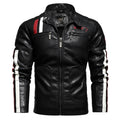 Autumn and Winter Letters Embroidery Pattern Tight-fitting Motorcycle Leather Jacket for Men, S, M, L, XL, XXL, XXXL – Leather S Black