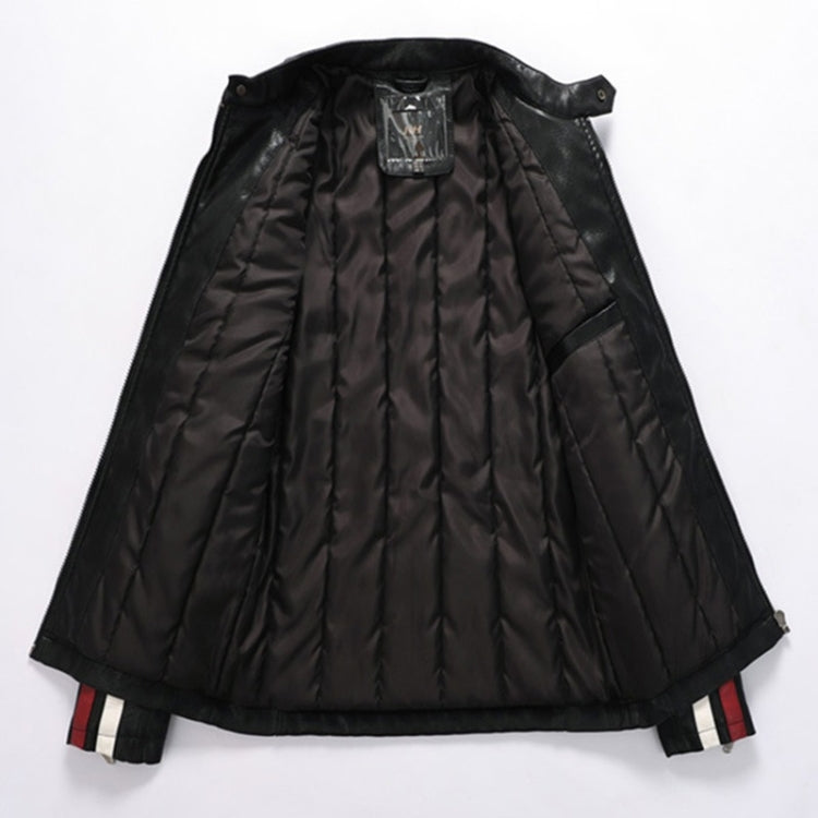 Autumn and Winter Letters Embroidery Pattern Tight-fitting Motorcycle Leather Jacket for Men, S, M, L, XL, XXL, XXXL – Leather