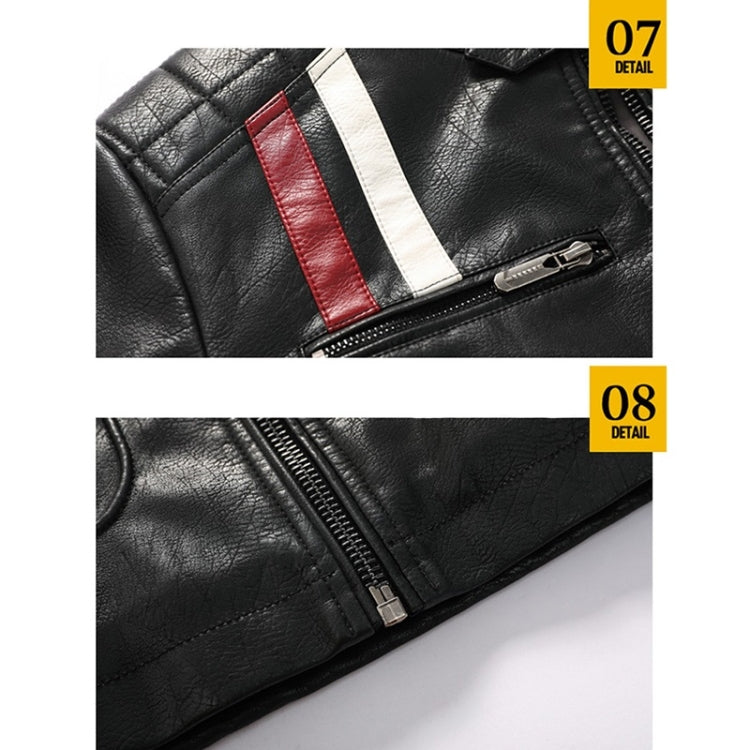 Autumn and Winter Letters Embroidery Pattern Tight-fitting Motorcycle Leather Jacket for Men, S, M, L, XL, XXL, XXXL – Leather
