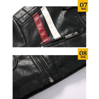 Autumn and Winter Letters Embroidery Pattern Tight-fitting Motorcycle Leather Jacket for Men, S, M, L, XL, XXL, XXXL – Leather