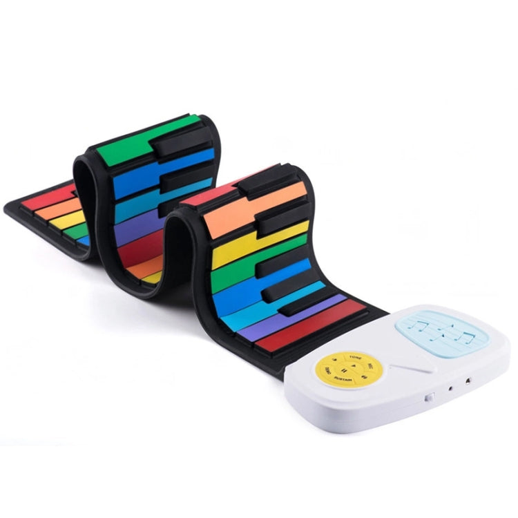 49-key Hand Roll Silicone Children Electronic Piano, colored colored Multi