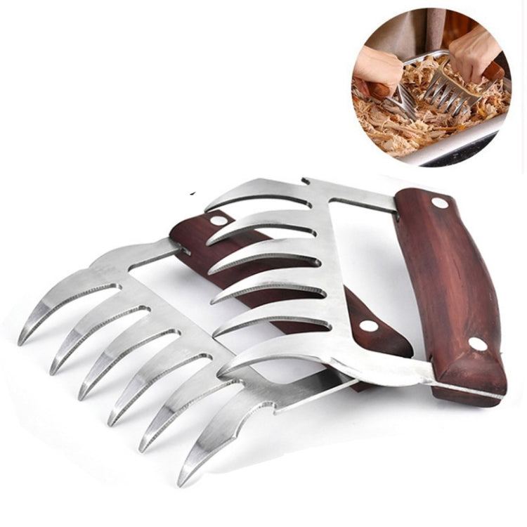 2 PCS Bear Claw Shaped stainless steel Barbecue Fork Chicken Shredded Wooden Handle Anti-skid Creative Kitchen Fork Claw Meat Claw Splitter with, Meat Claw Splitter(Redwood), Meat Claw Splitter(Wood color) Meat Claw Splitter(Redwood) Redwood