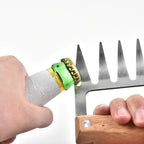 2 PCS Bear Claw Shaped stainless steel Barbecue Fork Chicken Shredded Wooden Handle Anti-skid Creative Kitchen Fork Claw Meat Claw Splitter with, Meat Claw Splitter(Redwood), Meat Claw Splitter(Wood color)