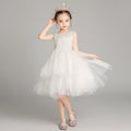 Sleeveless Short Lace Princess Dress Pettiskirt Performance Formal Dress for Girls, 100cm, 110cm, 120cm, 130cm, 140cm, 150cm, 160cm 100cm White