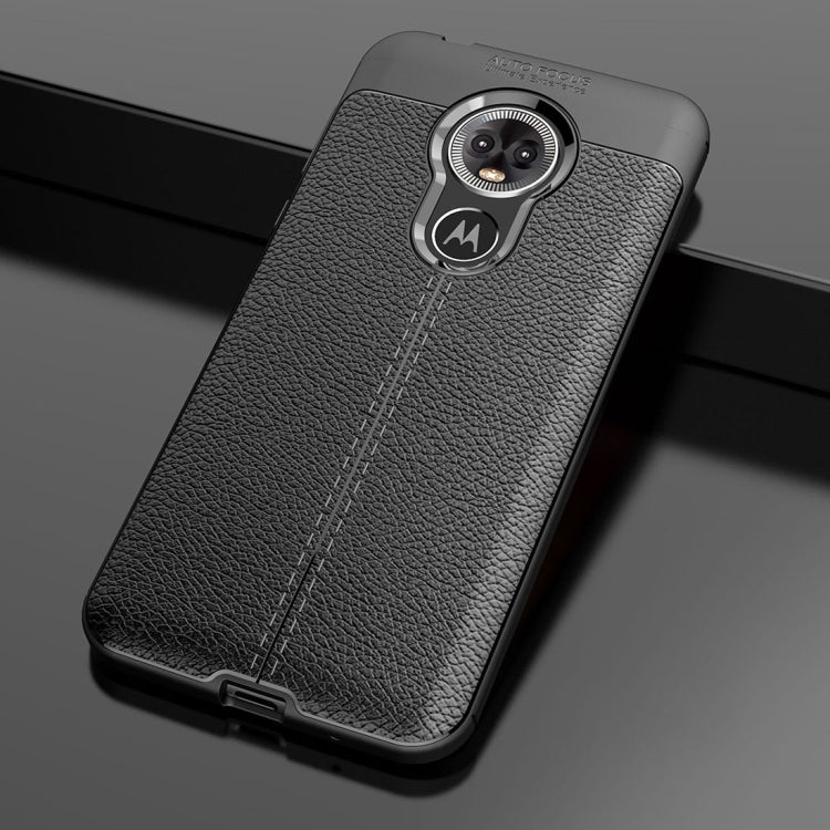 Litchi Texture TPU Shockproof Case for MOTO E6 – Shockproof, TPU, For MOTO E6