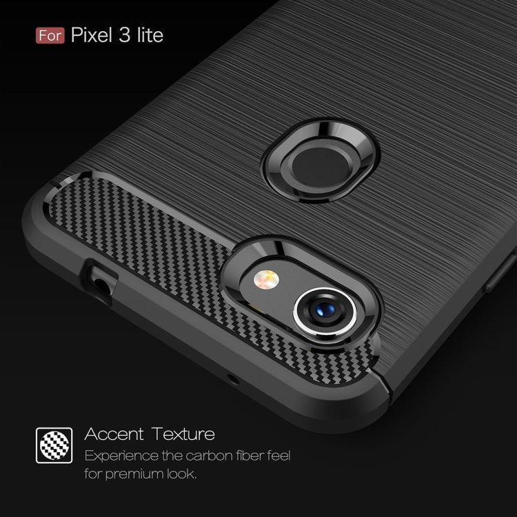 Brushed Texture Carbon Fiber Shockproof TPU Case for Google Pixel 3 Lite – Shockproof, TPU, For Google Pixel 3 Lite, Google Pixel 3 Lite