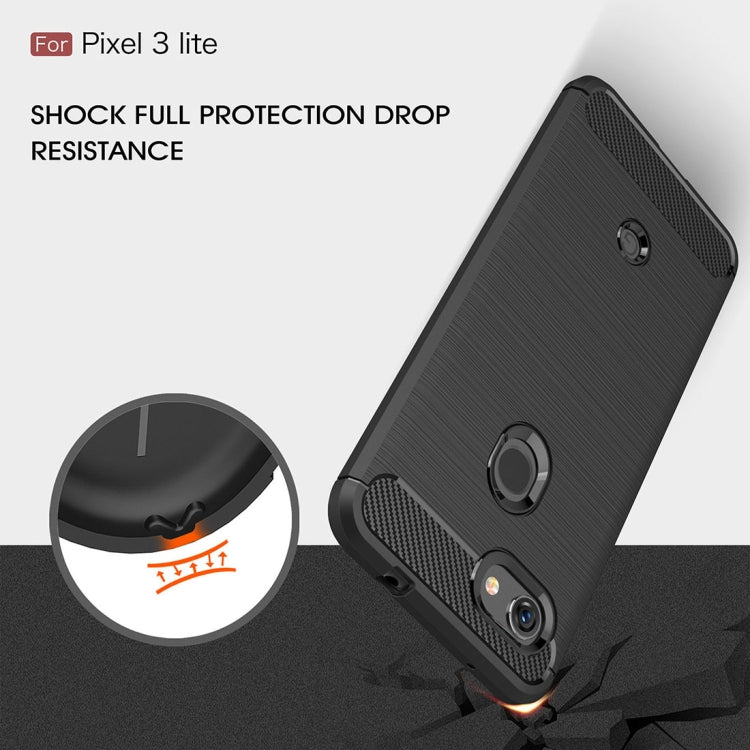 Brushed Texture Carbon Fiber Shockproof TPU Case for Google Pixel 3 Lite – Shockproof, TPU, For Google Pixel 3 Lite, Google Pixel 3 Lite