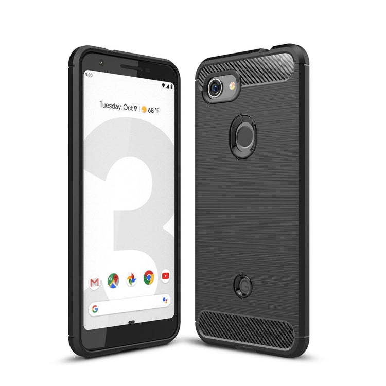 Brushed Texture Carbon Fiber Shockproof TPU Case for Google Pixel 3 Lite – Shockproof, TPU, For Google Pixel 3 Lite, Google Pixel 3 Lite