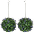 Set of 2 Artificial Plant Topiary Balls, Faux Plants, Purple