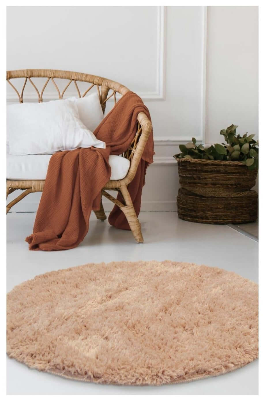 Soft Washable Beige Shaggy Rug