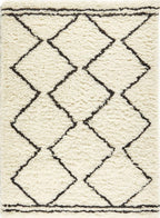 Berber Cream/Black Wool Shaggy Rug 200X290 cm