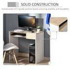 Compact Computer Desk with Keyboard Tray, Home Office Desk with Drawer for Bedroom Study, Oak Colour