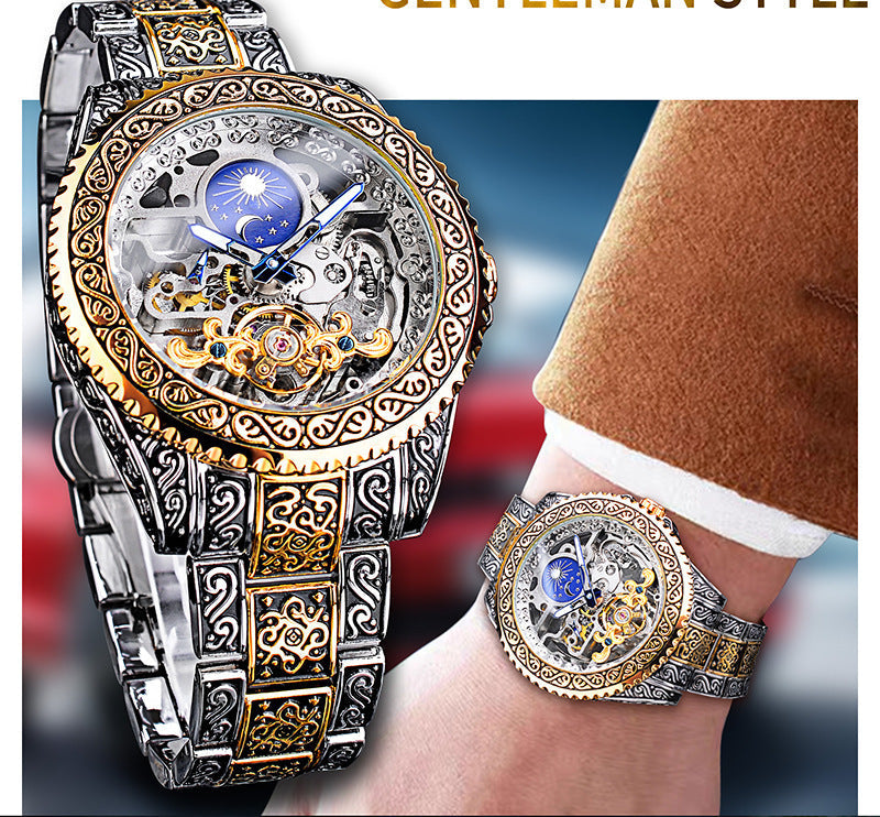 Carved Tourbillon Mechanical Watch