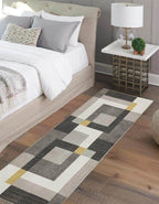 Tokyo Geo Blocks Ochre/Grey Rug 60X180 cm