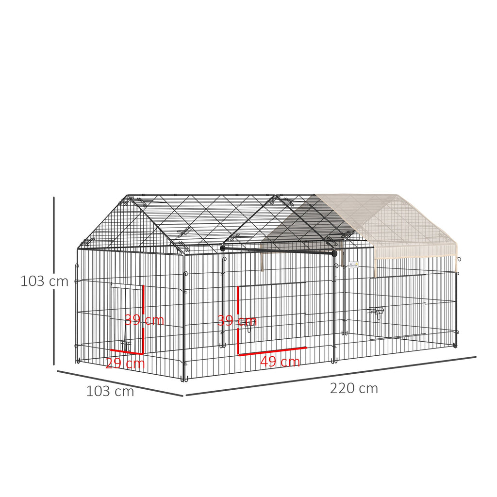 Chicken Run Coop with Cover, Outdoor Poultry Shade Cage, Beige
