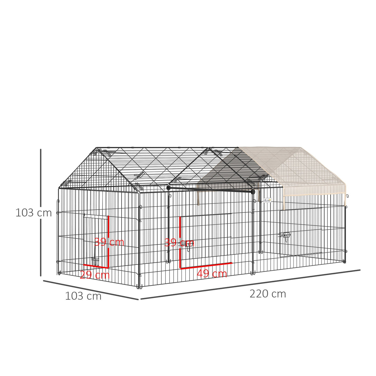 Chicken Run Coop with Cover, Outdoor Poultry Shade Cage, Beige