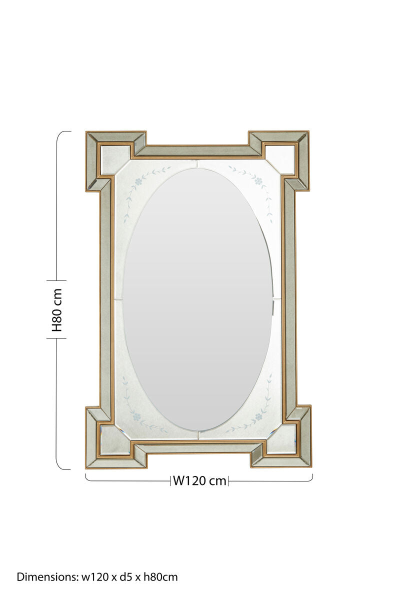 Antique Finish Rectangular Wall Mirror