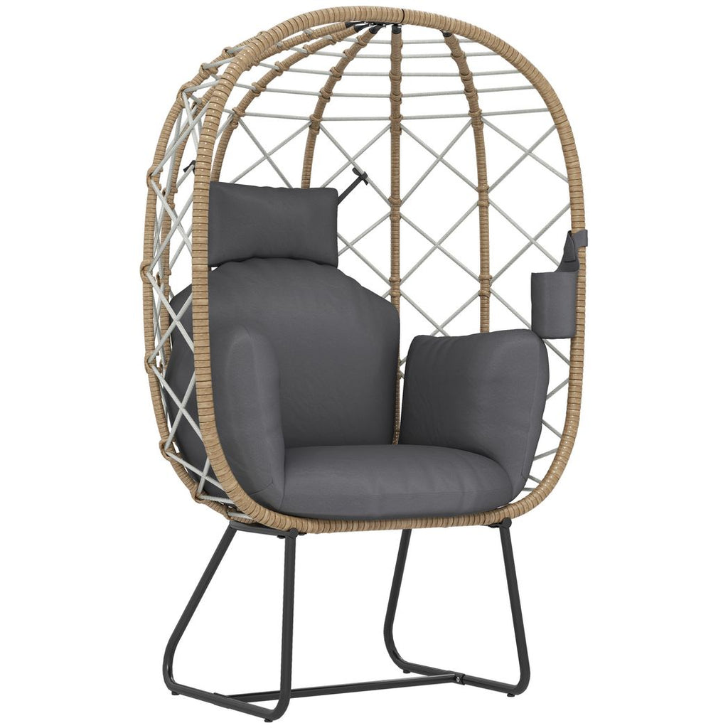 Rattan Garden Egg Chair with Thickened Cushion, Headrest