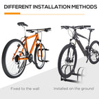 6 Bike Parking Rack Locking Storage Stand Holder Floor Wall Mount Black
