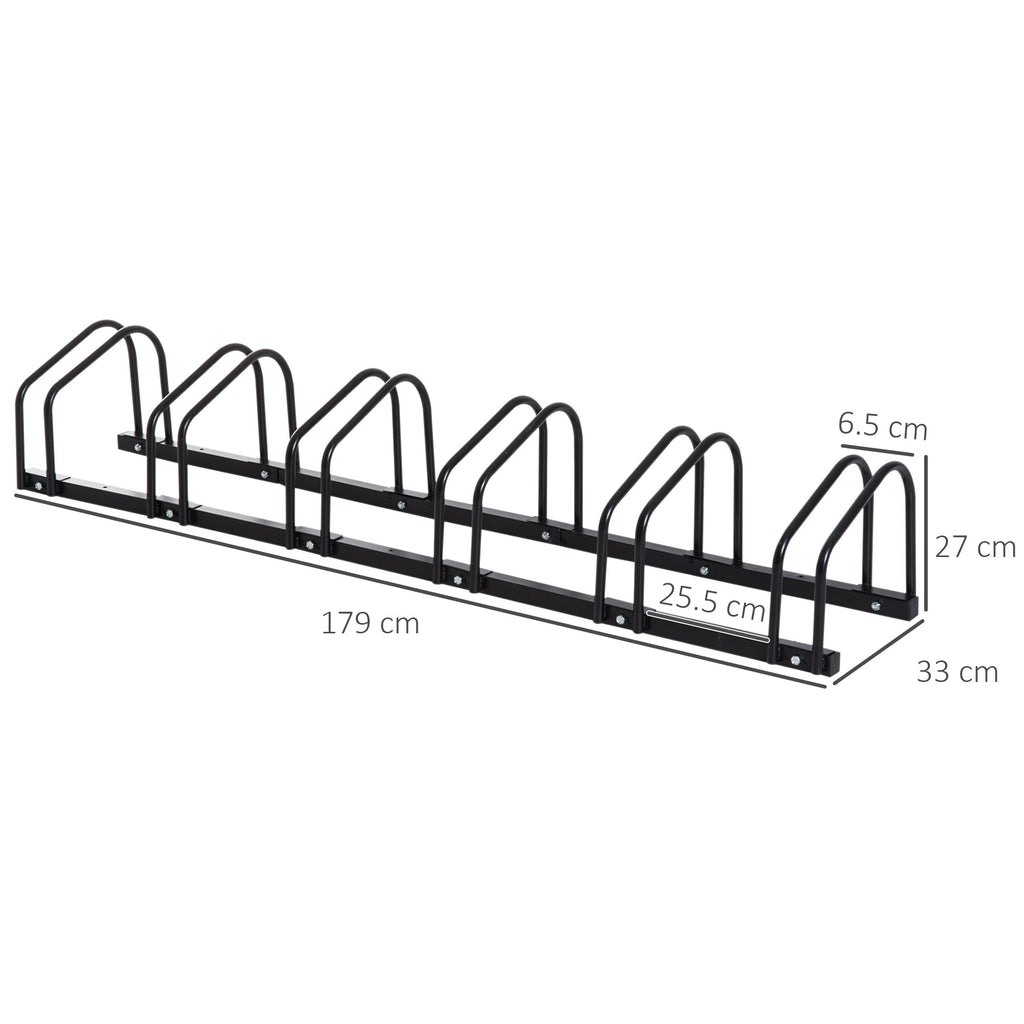 6 Bike Parking Rack Locking Storage Stand Holder Floor Wall Mount Black