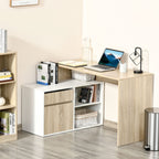 L-Shaped Desk, Corner Computer Desk with Storage Drawer, Adjustable Shelf, Cabinet for Home Office and Study, 120 x 92 x 75cm, Oak and White
