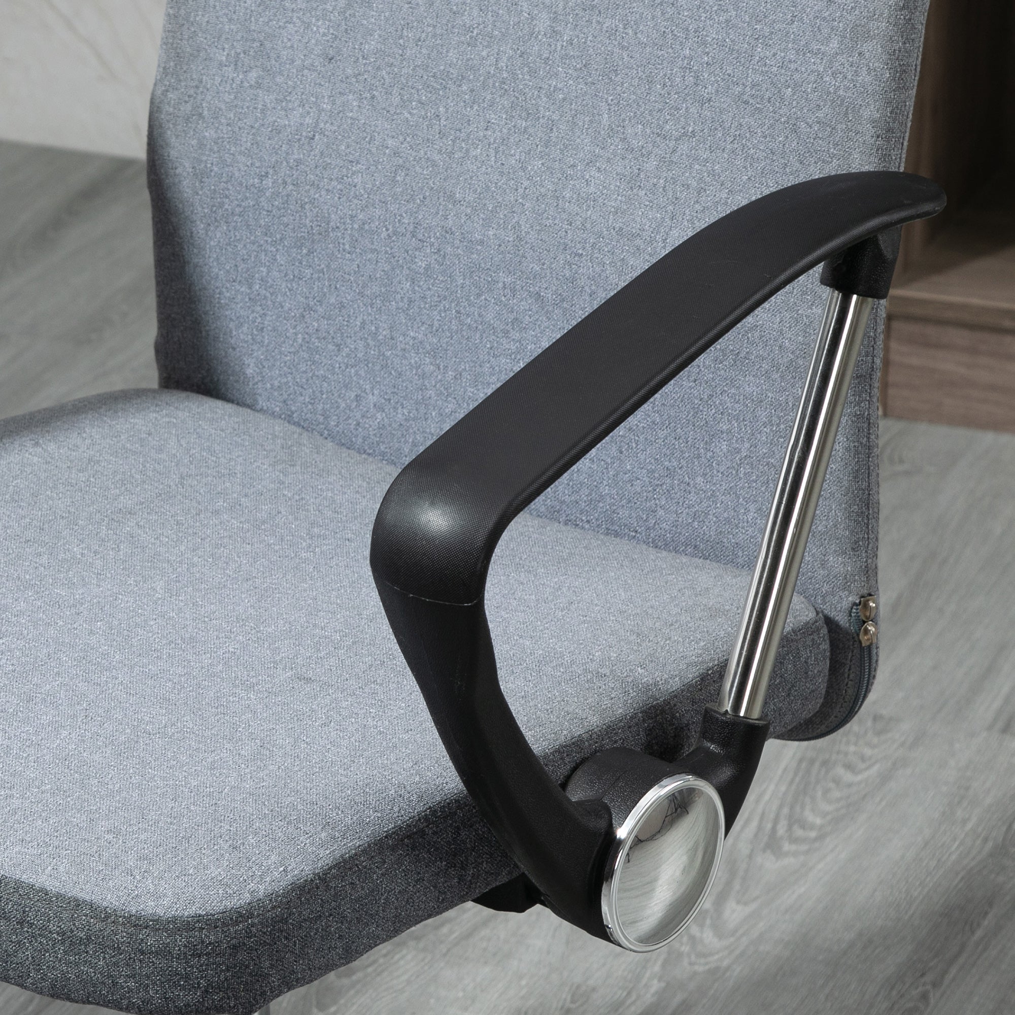 Office Chair Linen Fabric Swivel Computer Desk Chair Home Study Adjustable Chair with Wheels, Grey