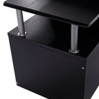 Computer Desk PC Workstation with Drawer, Shelves and CPU Storage Rack, Home Office Furniture, 152 x 60 x 88cm, Black with Wood Grain