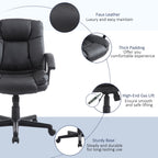 Office Chair, Computer Desk Chair, Mid Back Executive Chair with Adjustable Height and Swivel Rolling Wheels for Home Study, Black