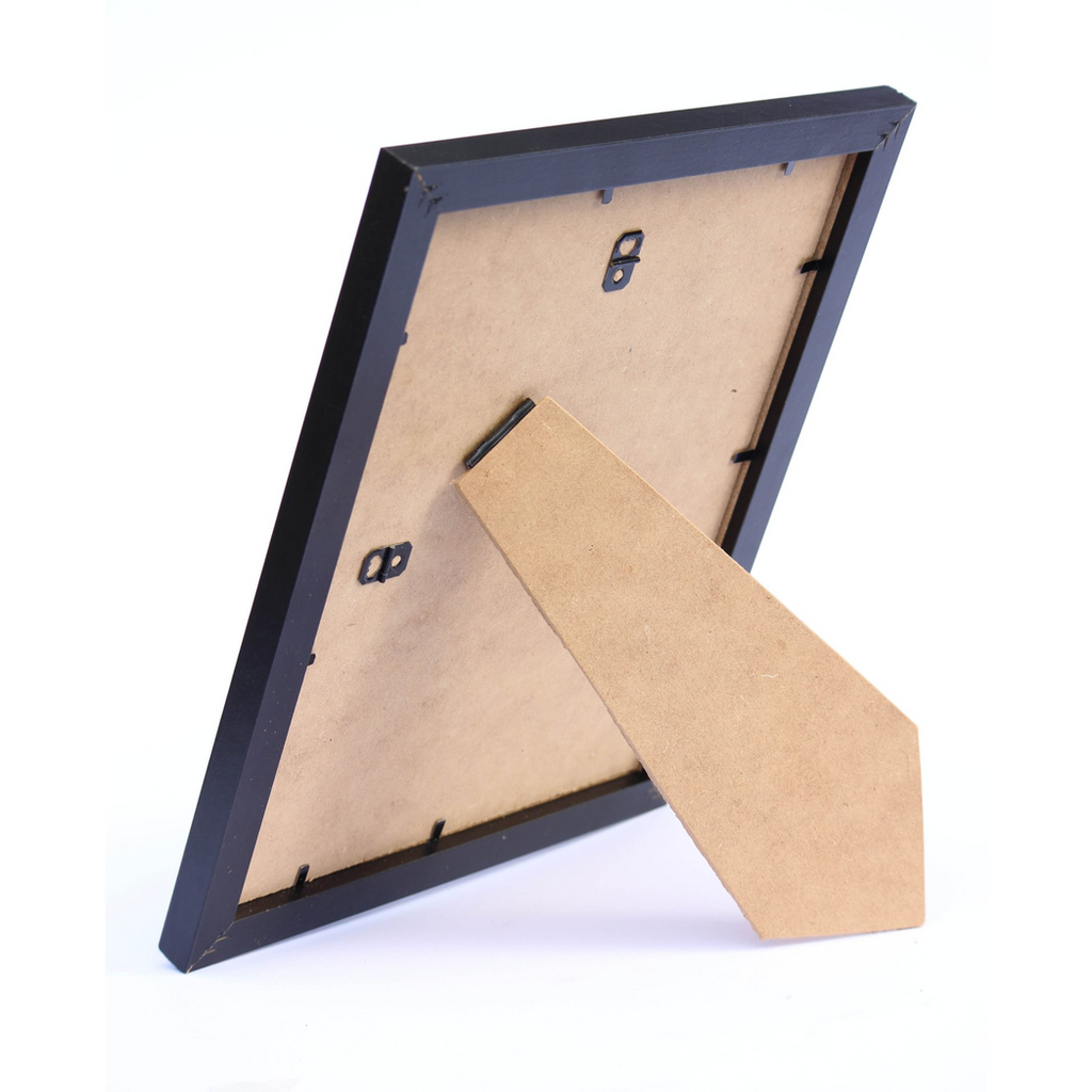 Foil Wrapped MDF Picture Photo Frame Fitted with Perspex Plexiglass, Black Frame
