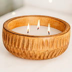 Large Apple Pie Scented Wooden Candle Round Autumn Décor 13cm